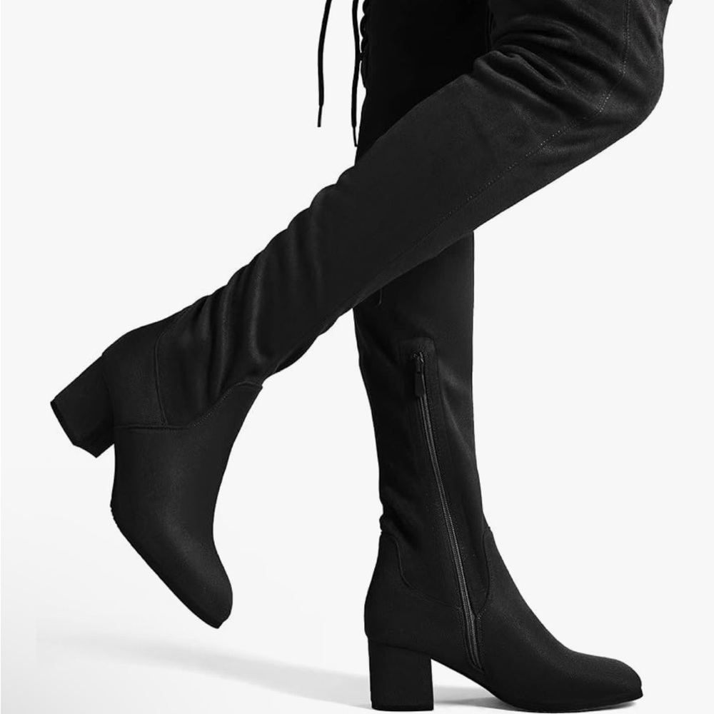 EUC Black Over-the-Knee Boots stuffed so you can see length-